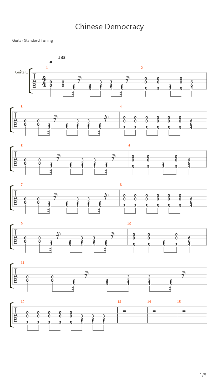 Chinese Democracy吉他谱