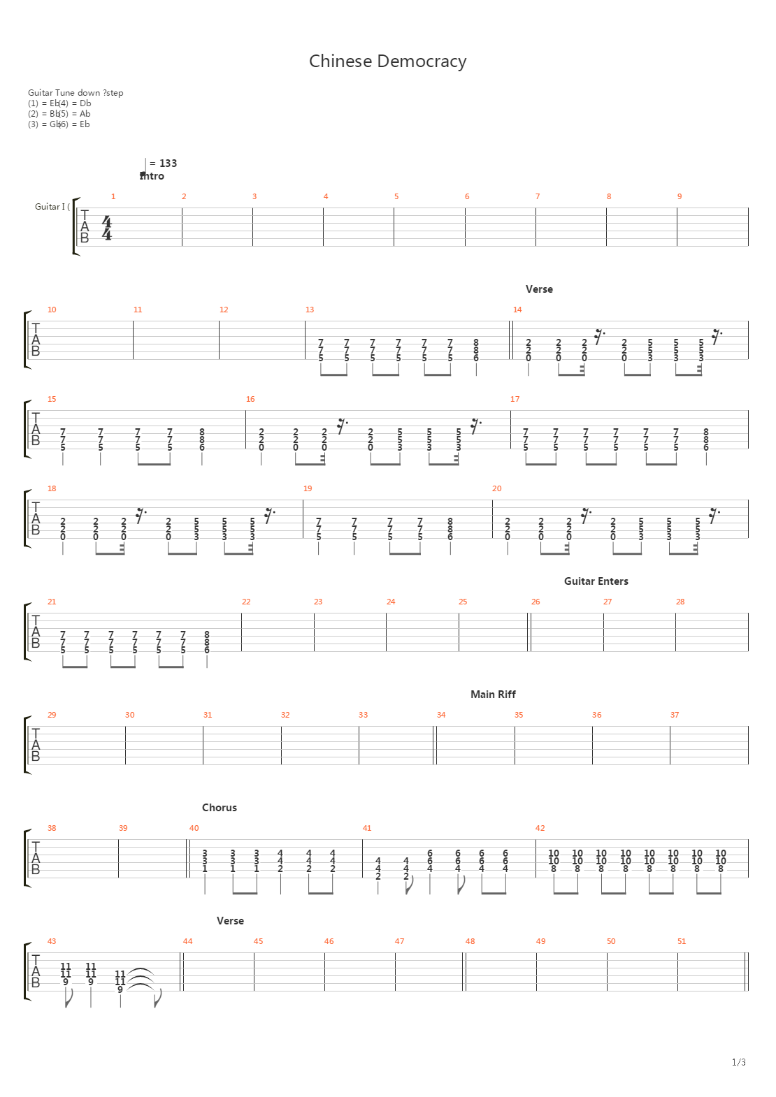 Chinese Democracy吉他谱