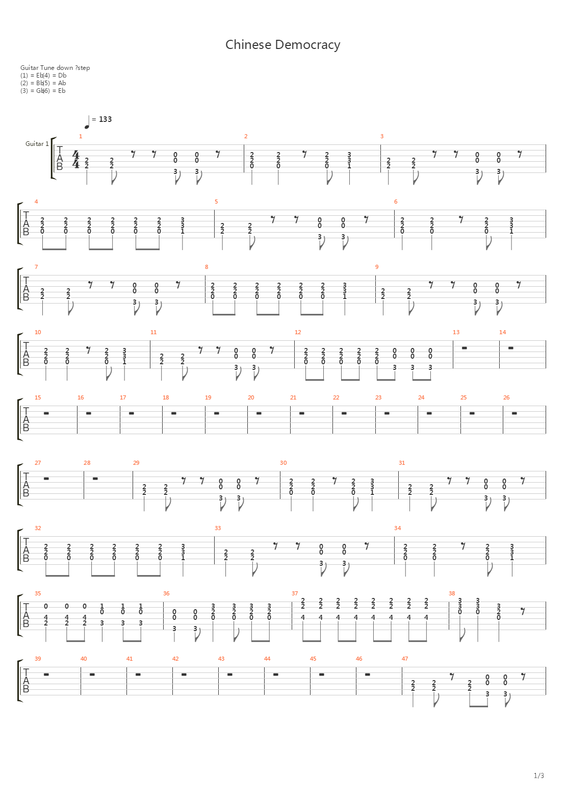 Chinese Democracy吉他谱