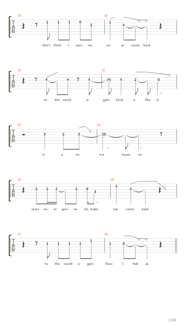 Coma吉他谱