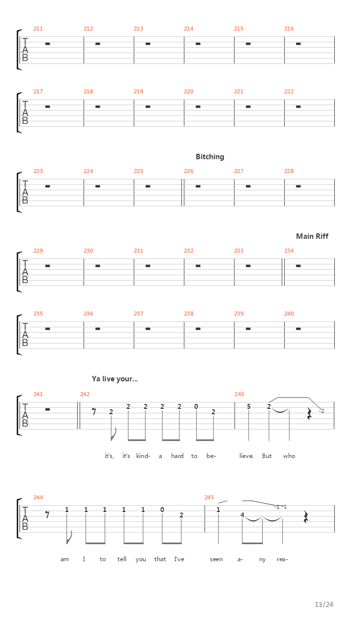 Coma吉他谱