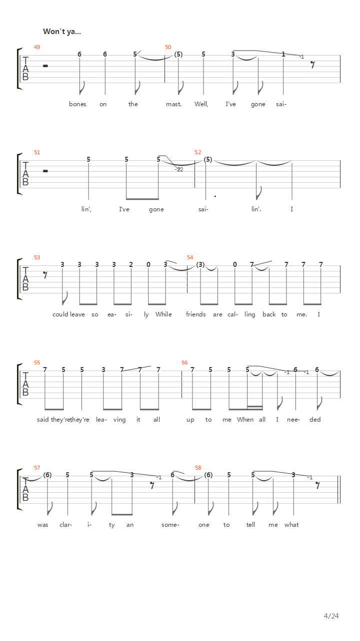 Coma吉他谱