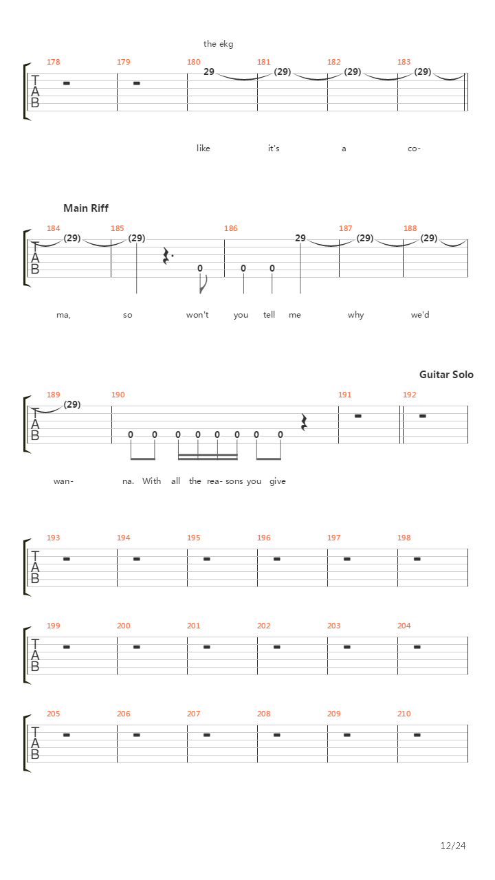 Coma吉他谱