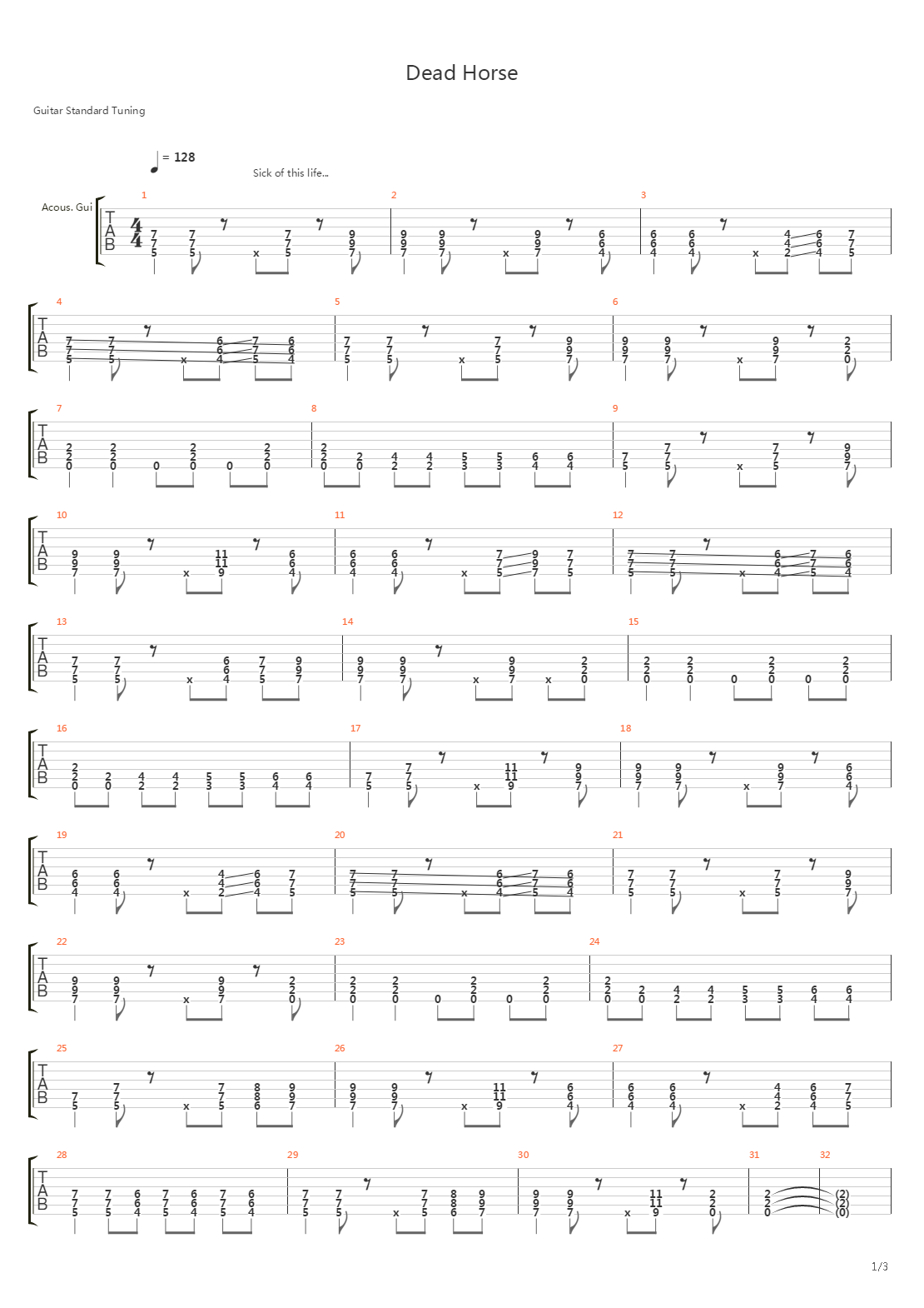 Dead Horse吉他谱