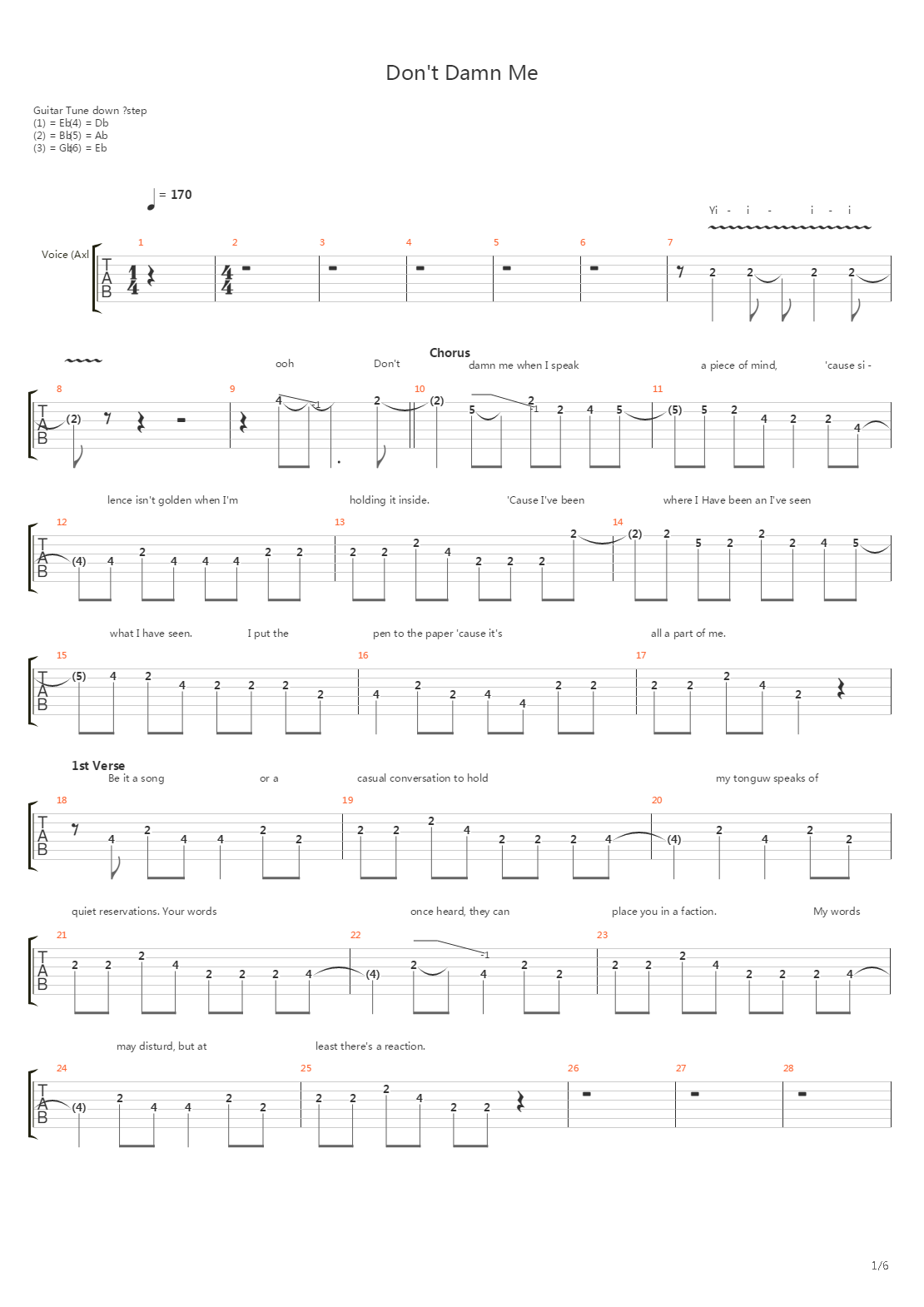 Dont Damn Me吉他谱