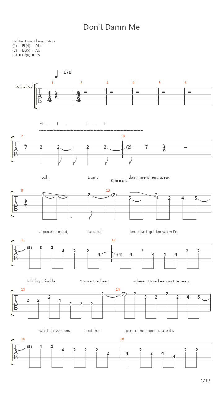 Dont Damn Me吉他谱