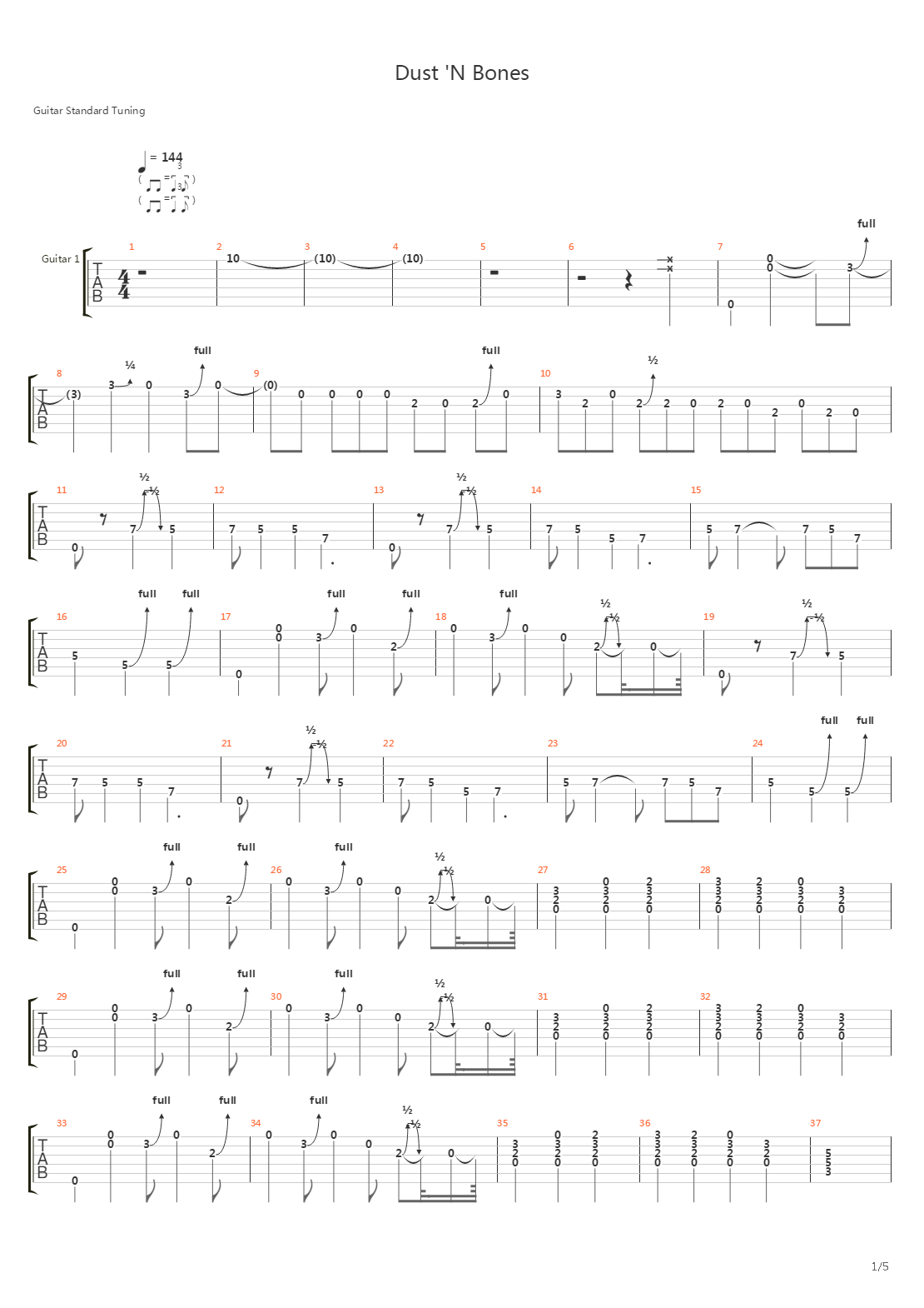 Dust N Bones吉他谱