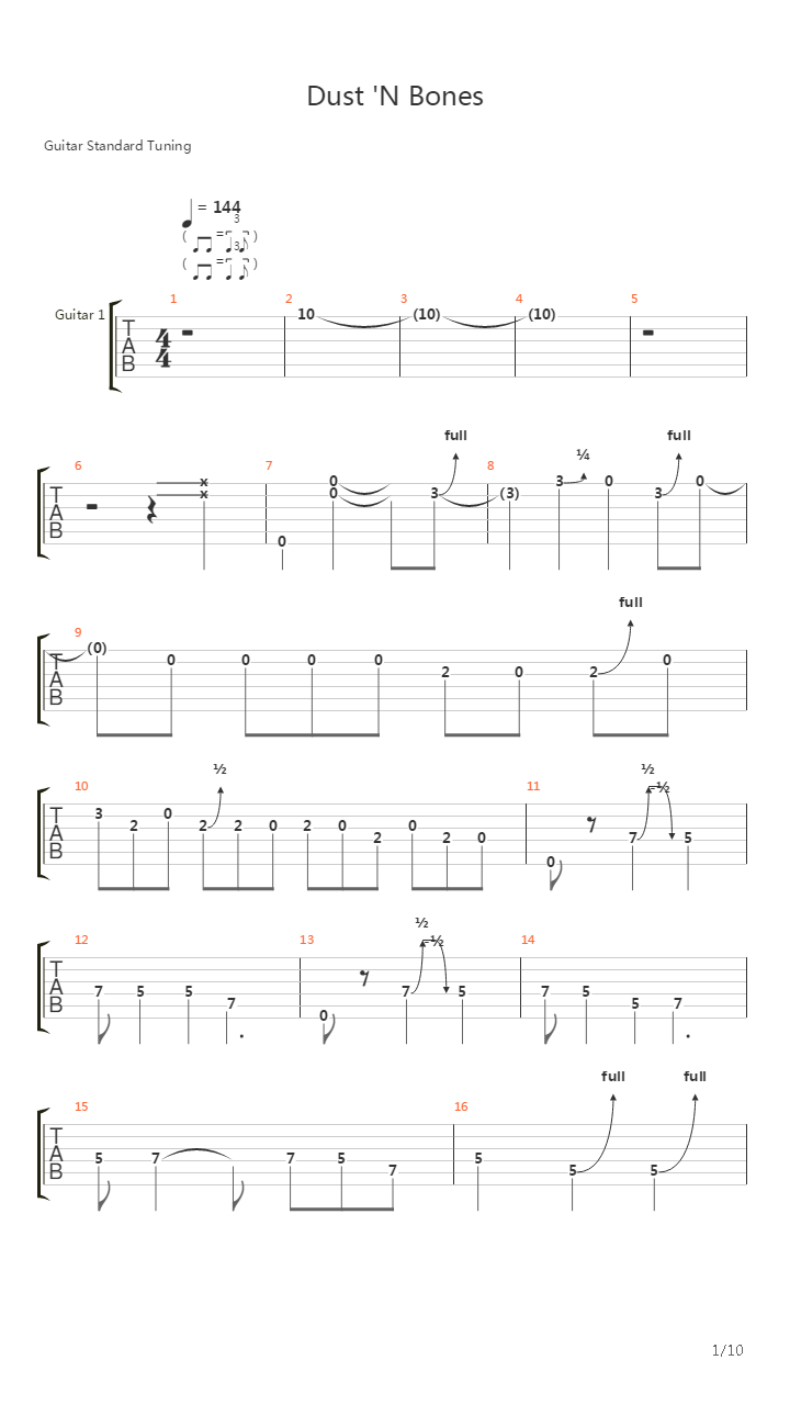 Dust N Bones吉他谱
