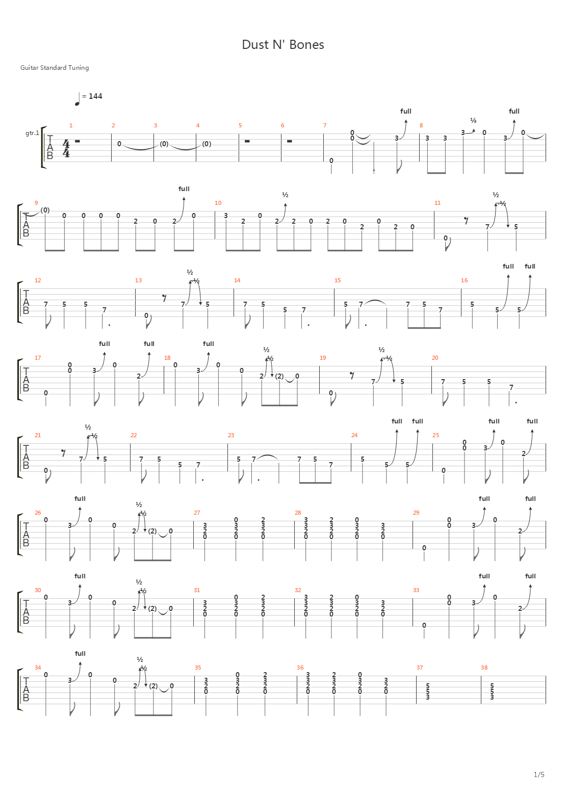Dust N Bones吉他谱