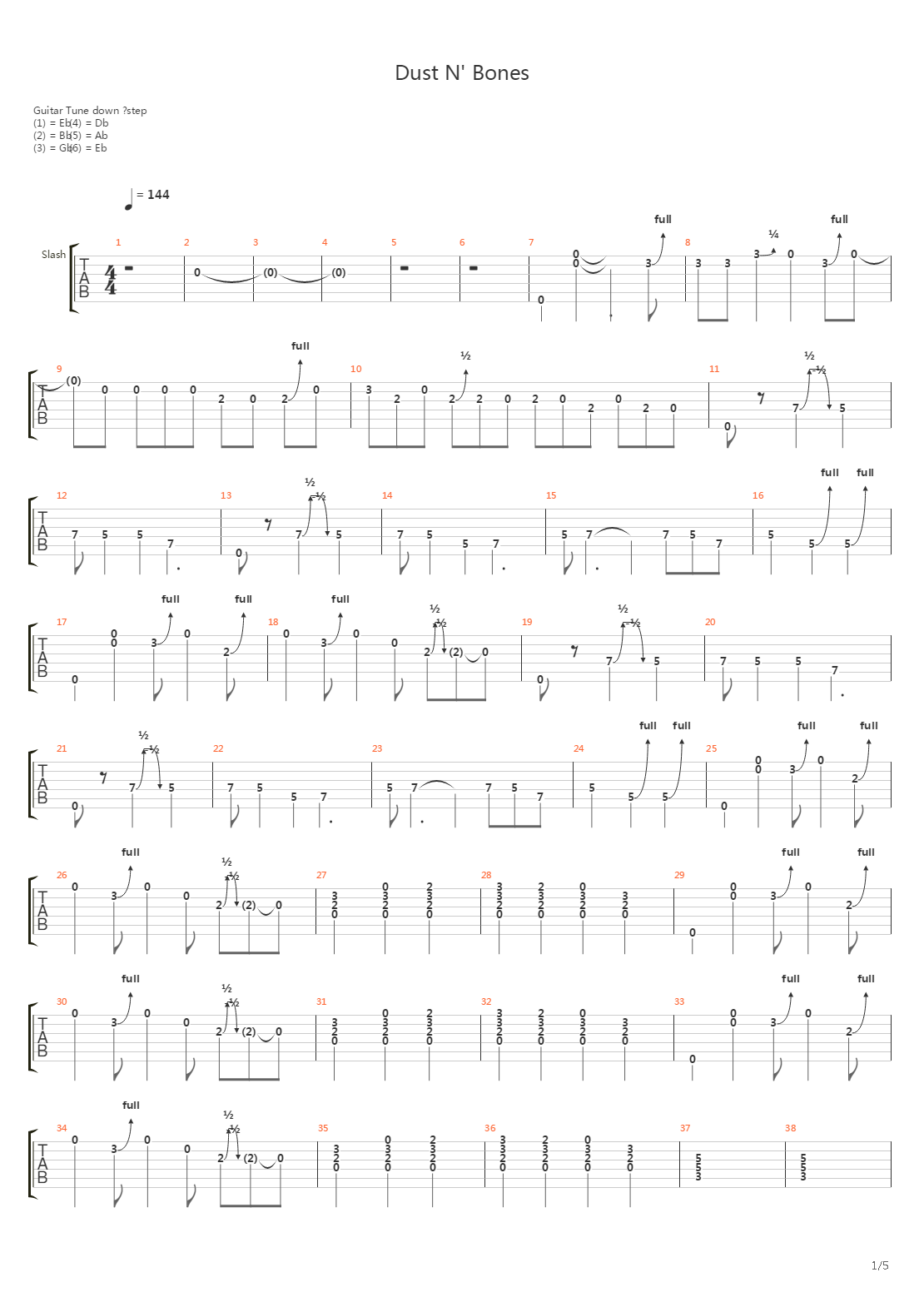 Dust N Bones吉他谱