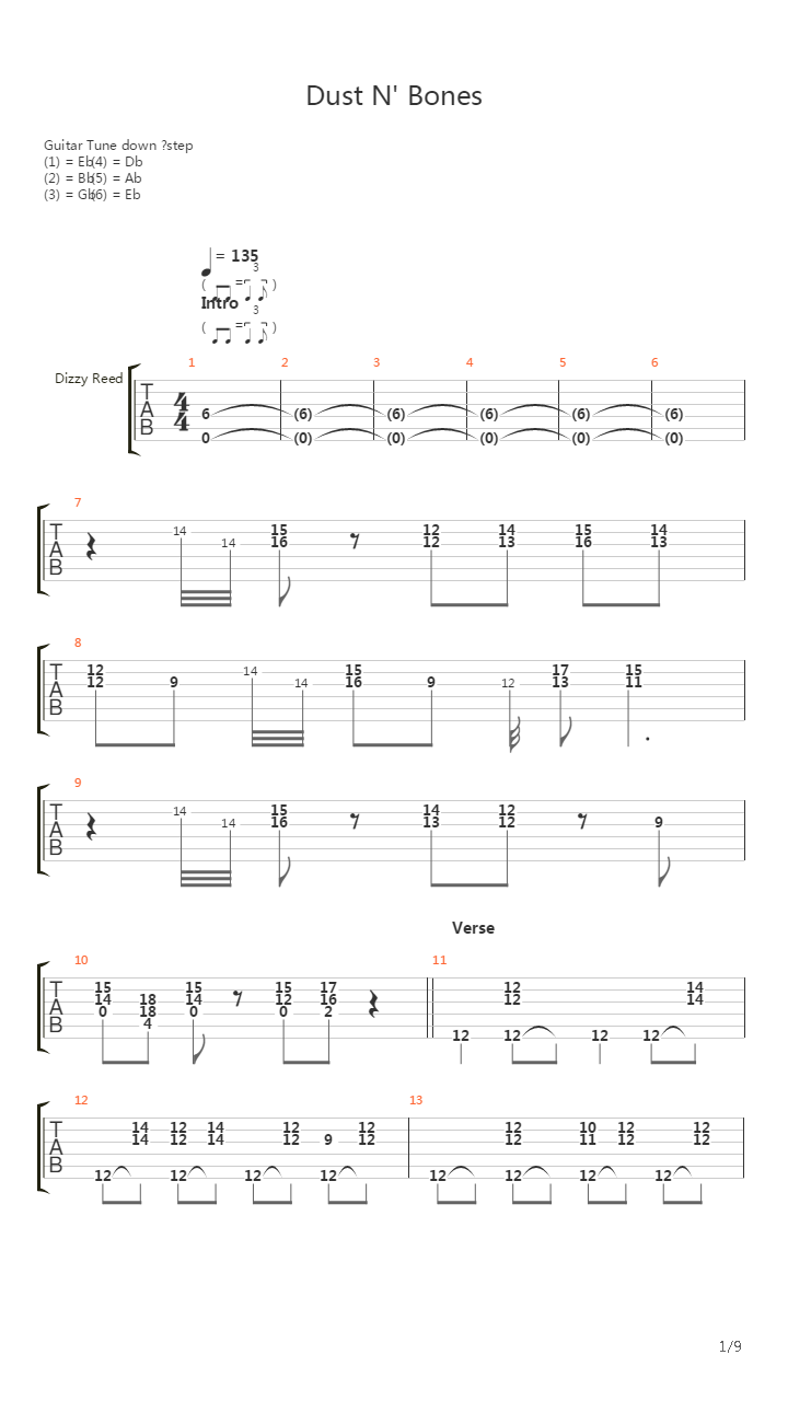 Dust N Bones吉他谱
