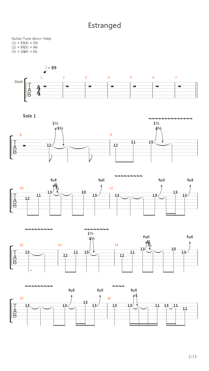 Estranged吉他谱