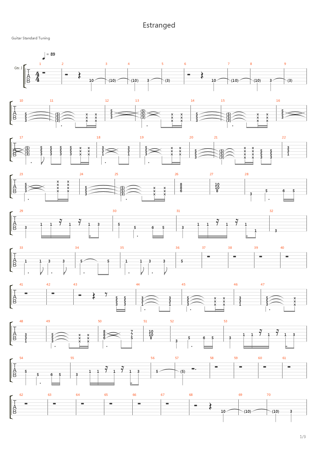 Estranged吉他谱