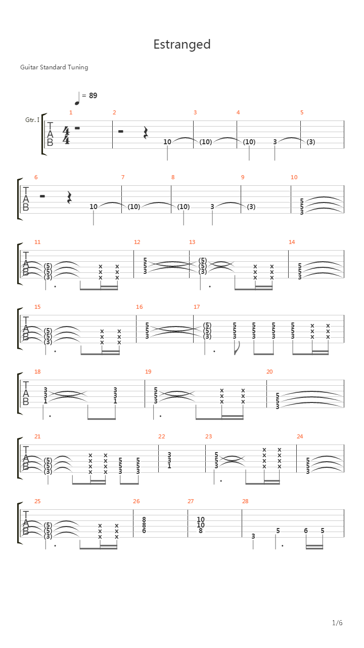 Estranged吉他谱