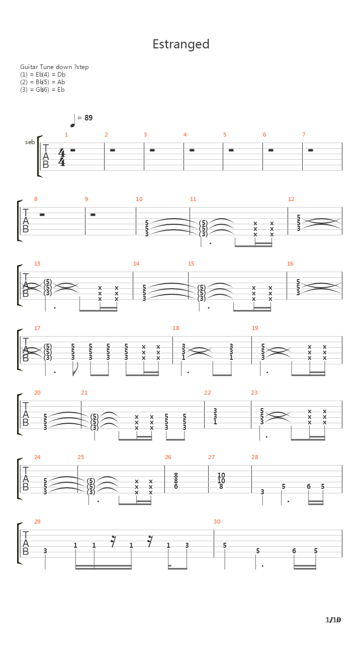 Estranged吉他谱