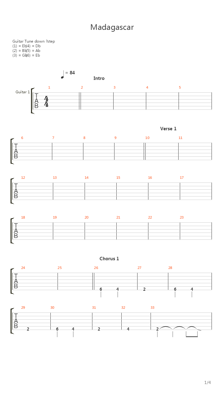 Madagascar吉他谱