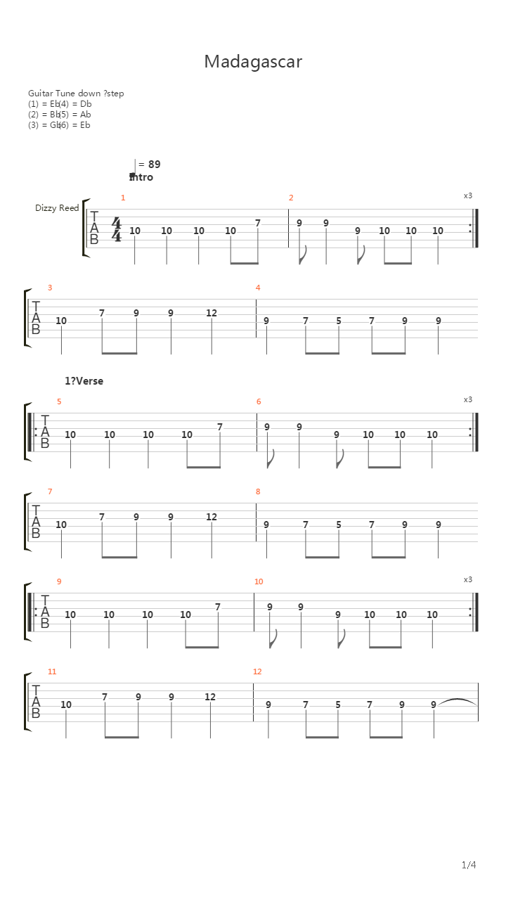 Madagascar吉他谱