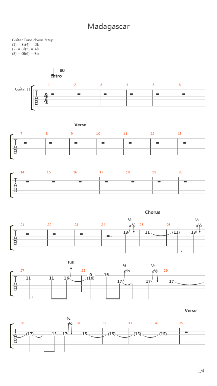 Madagascar吉他谱