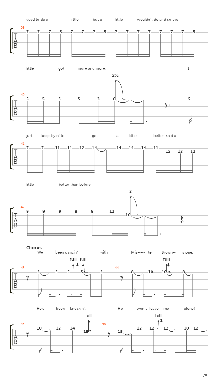 Mr Brownstone吉他谱