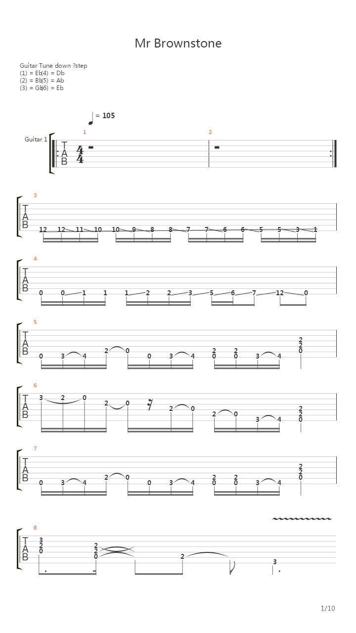 Mr Brownstone吉他谱