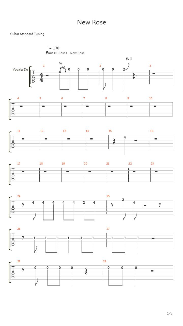 New Rose吉他谱
