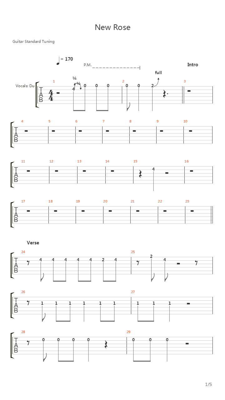 New Rose吉他谱
