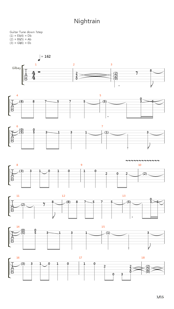 Nightrain吉他谱