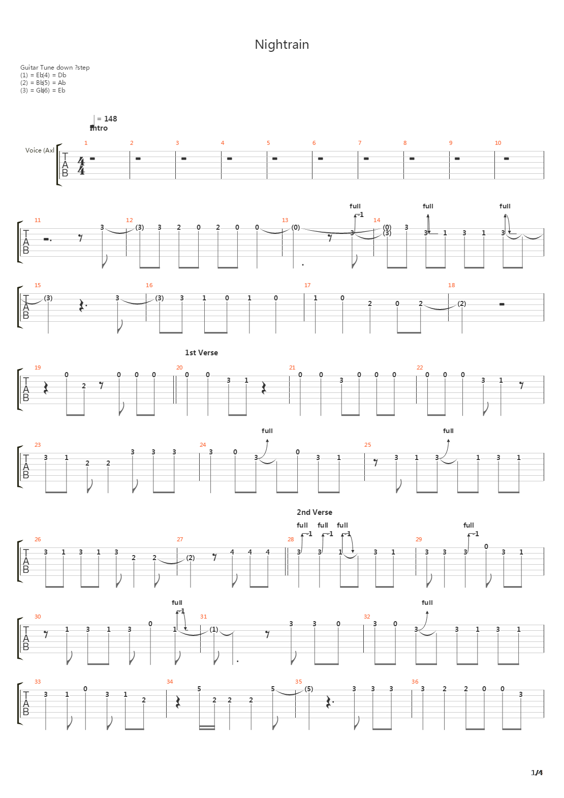 Nightrain吉他谱