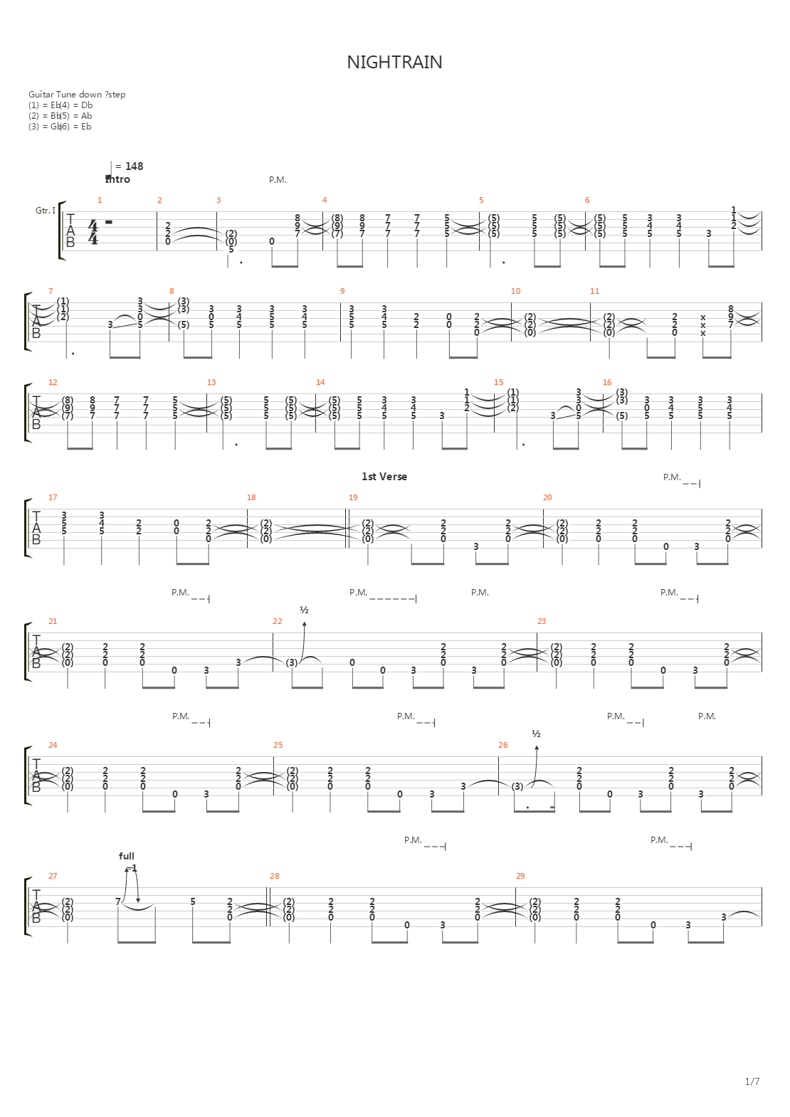 Nightrain吉他谱