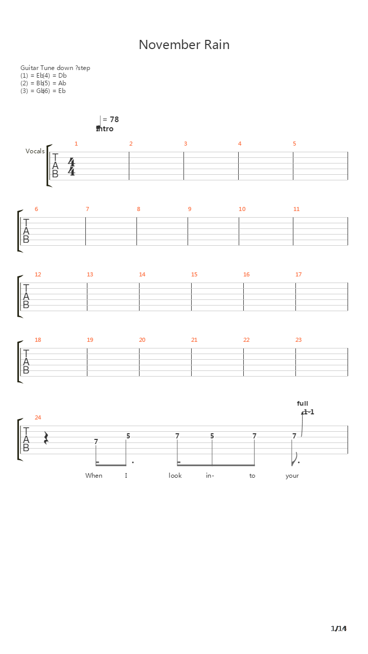 November Rain吉他谱