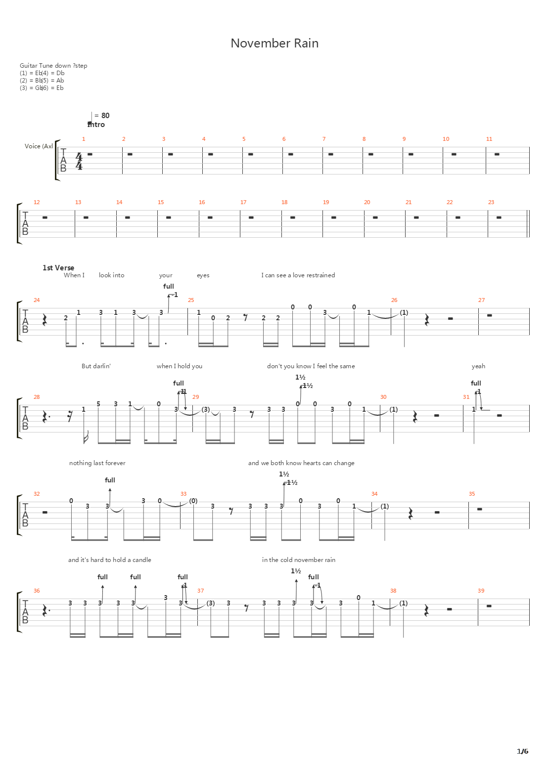 November Rain吉他谱