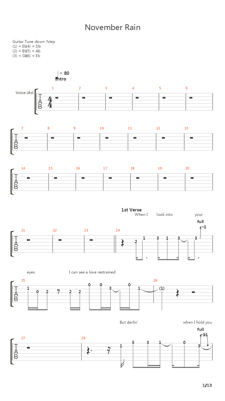 November Rain吉他谱