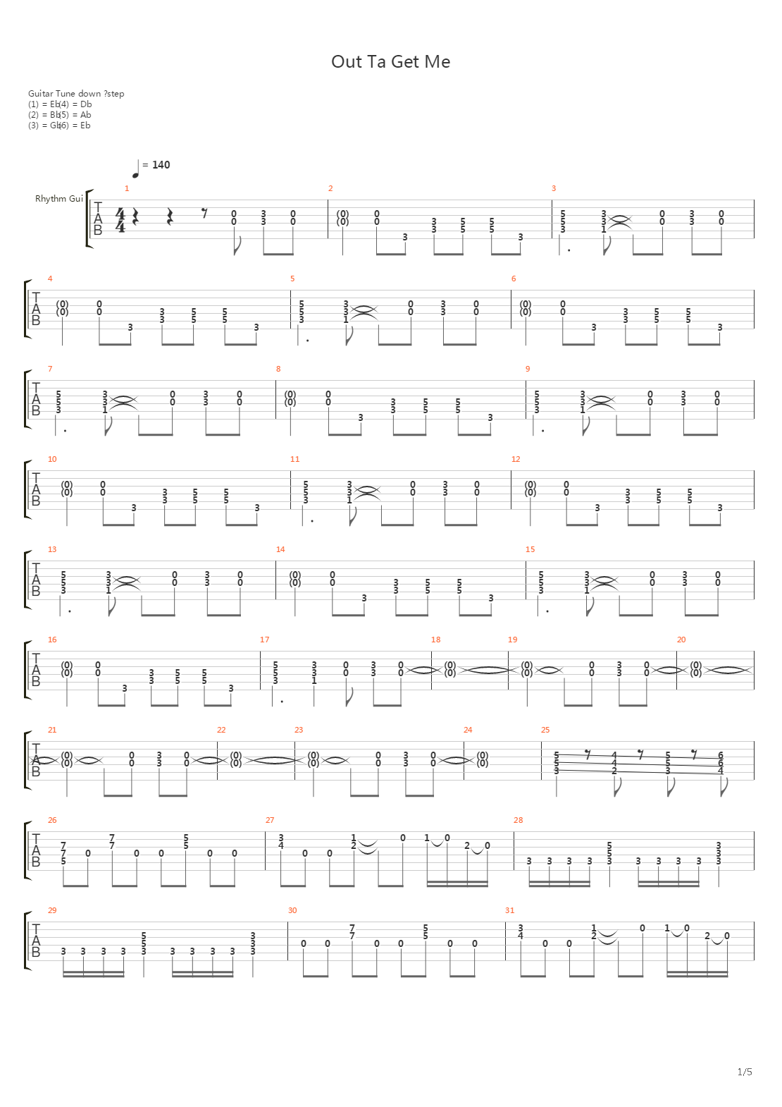 Out Ta Get Me吉他谱