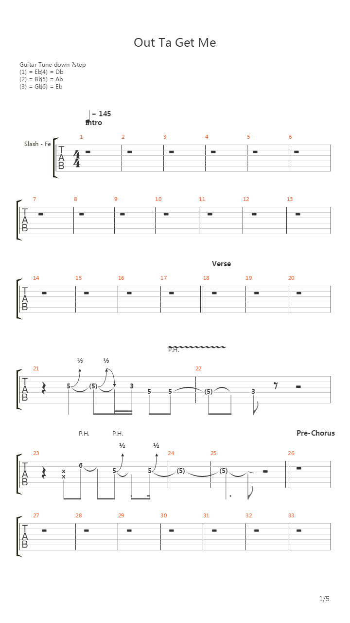 Out Ta Get Me吉他谱