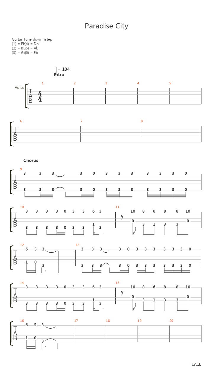 Paradise City吉他谱
