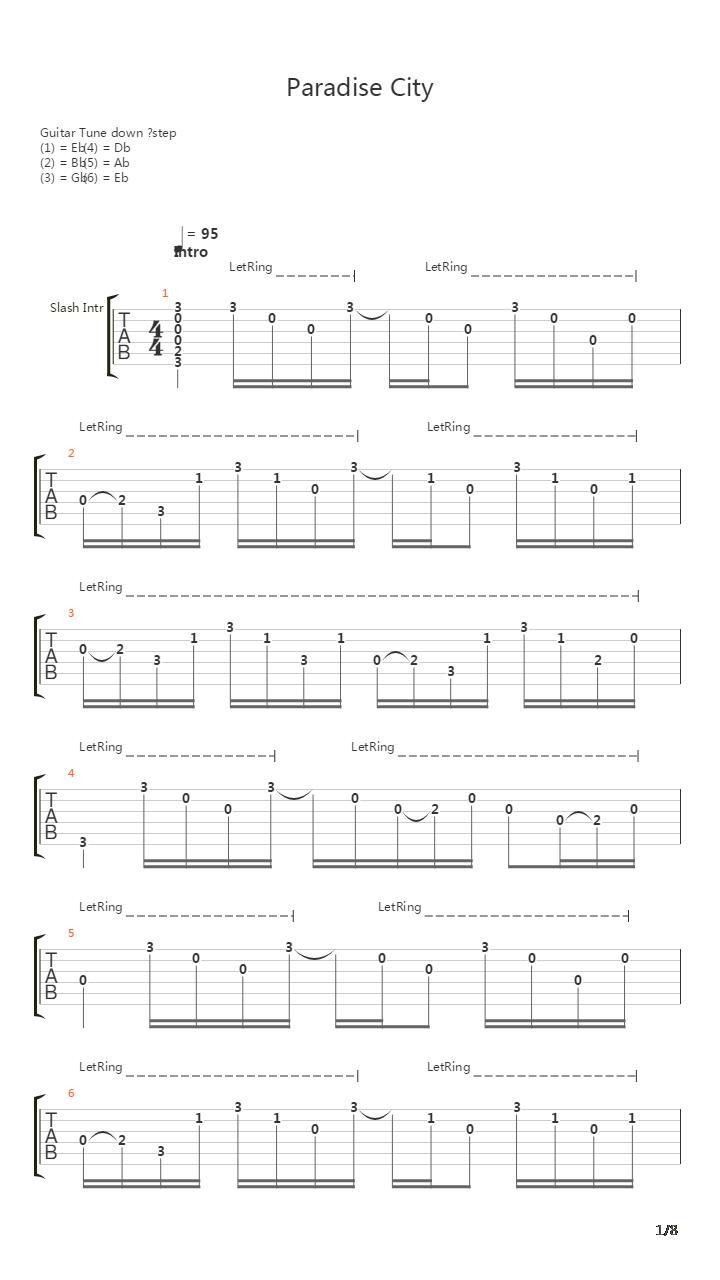 Paradise City吉他谱