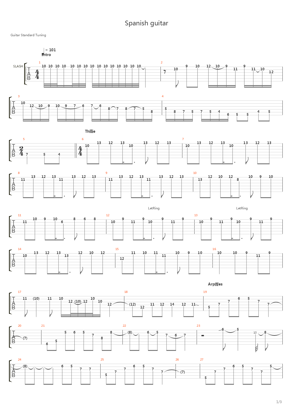 Spanish吉他谱