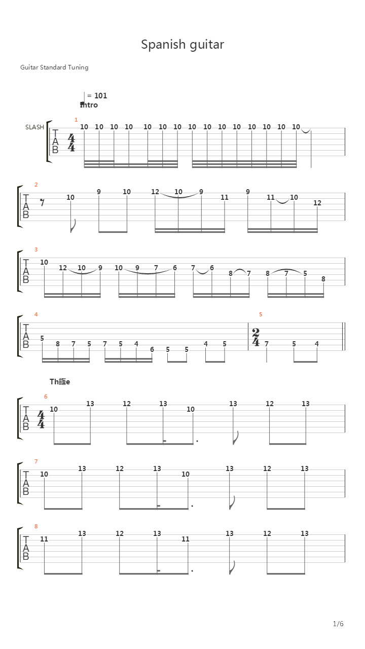 Spanish吉他谱