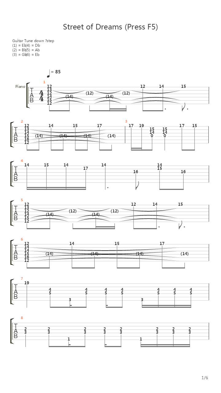 Street Of Dreams吉他谱