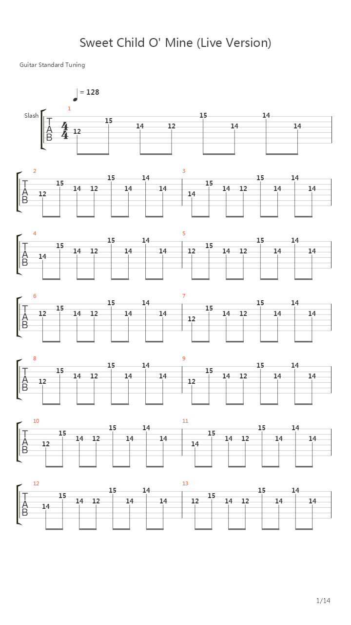Sweet Child O Mine吉他谱