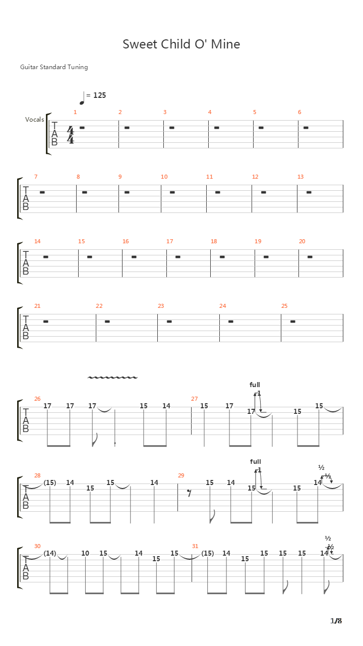Sweet Child O Mine吉他谱