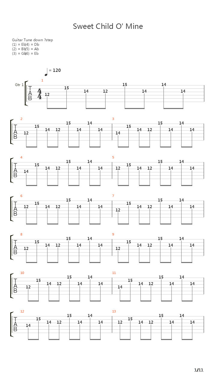Sweet Child O Mine吉他谱