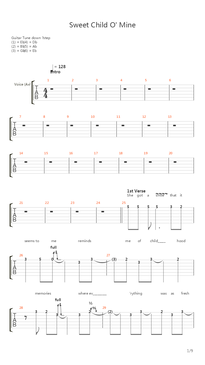 Sweet Child O Mine吉他谱