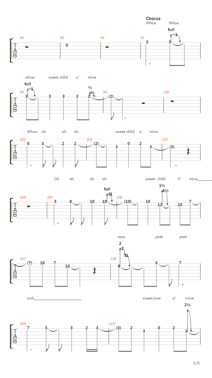 Sweet Child O Mine吉他谱