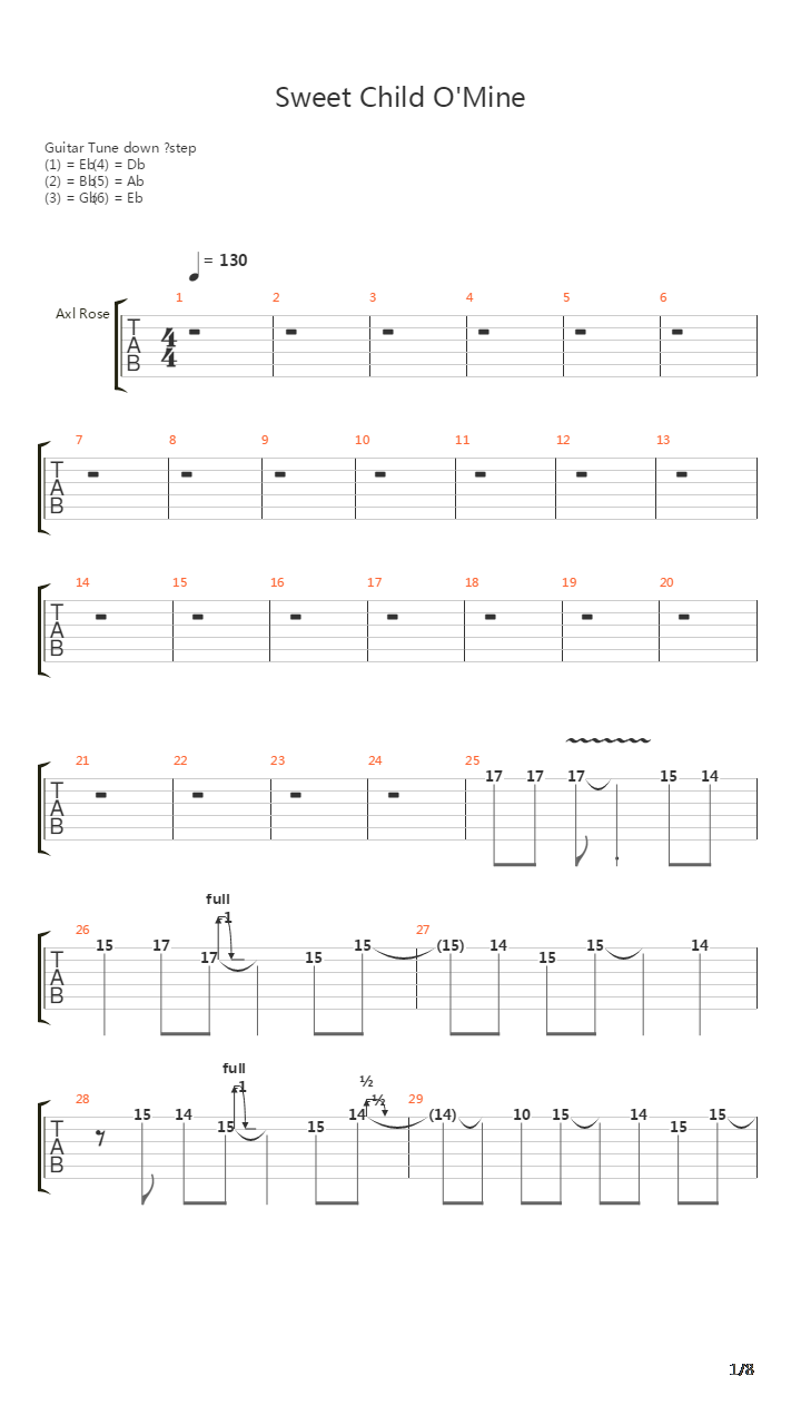 Sweet Child O Mine吉他谱