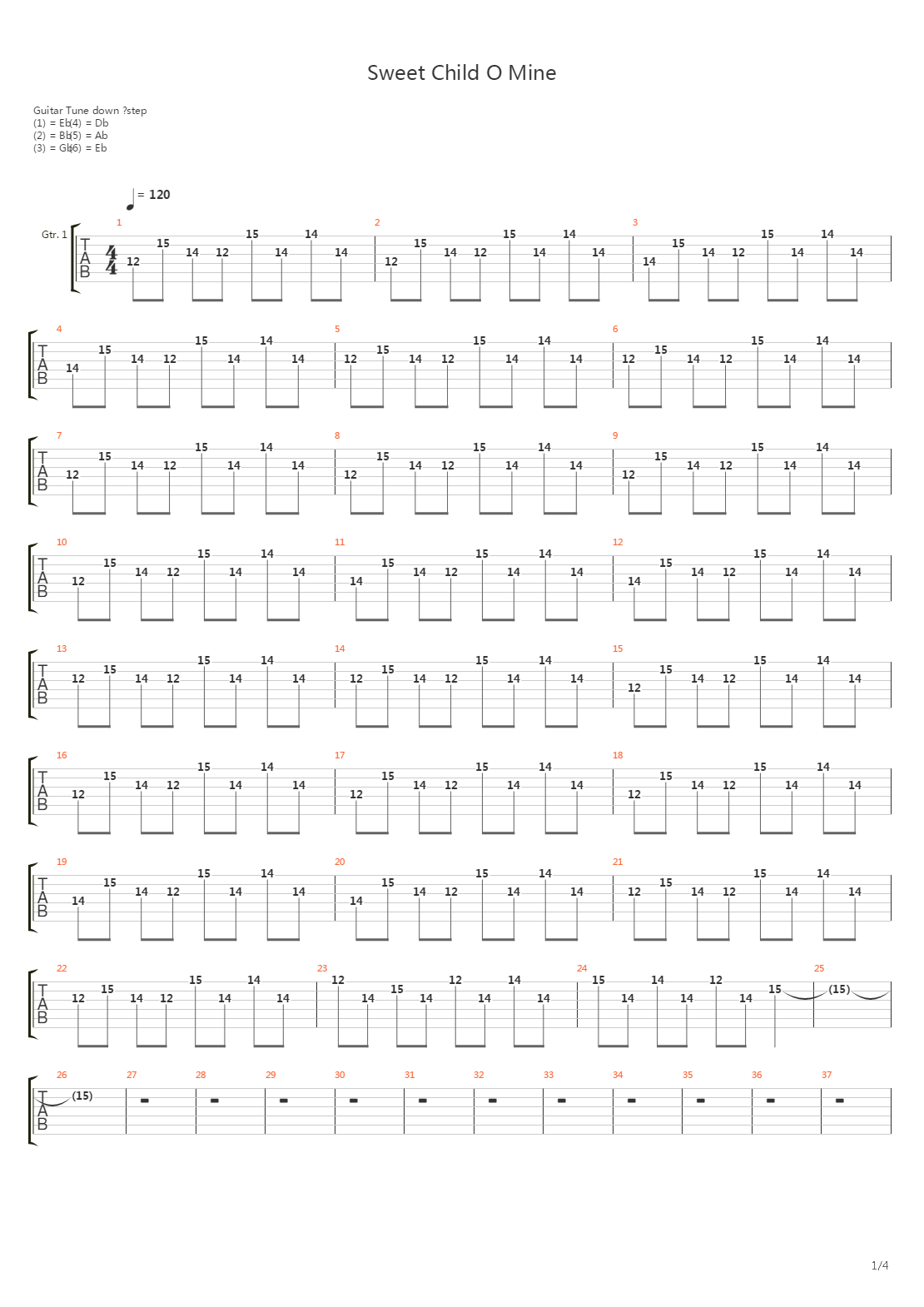 Sweet Child O Mine吉他谱