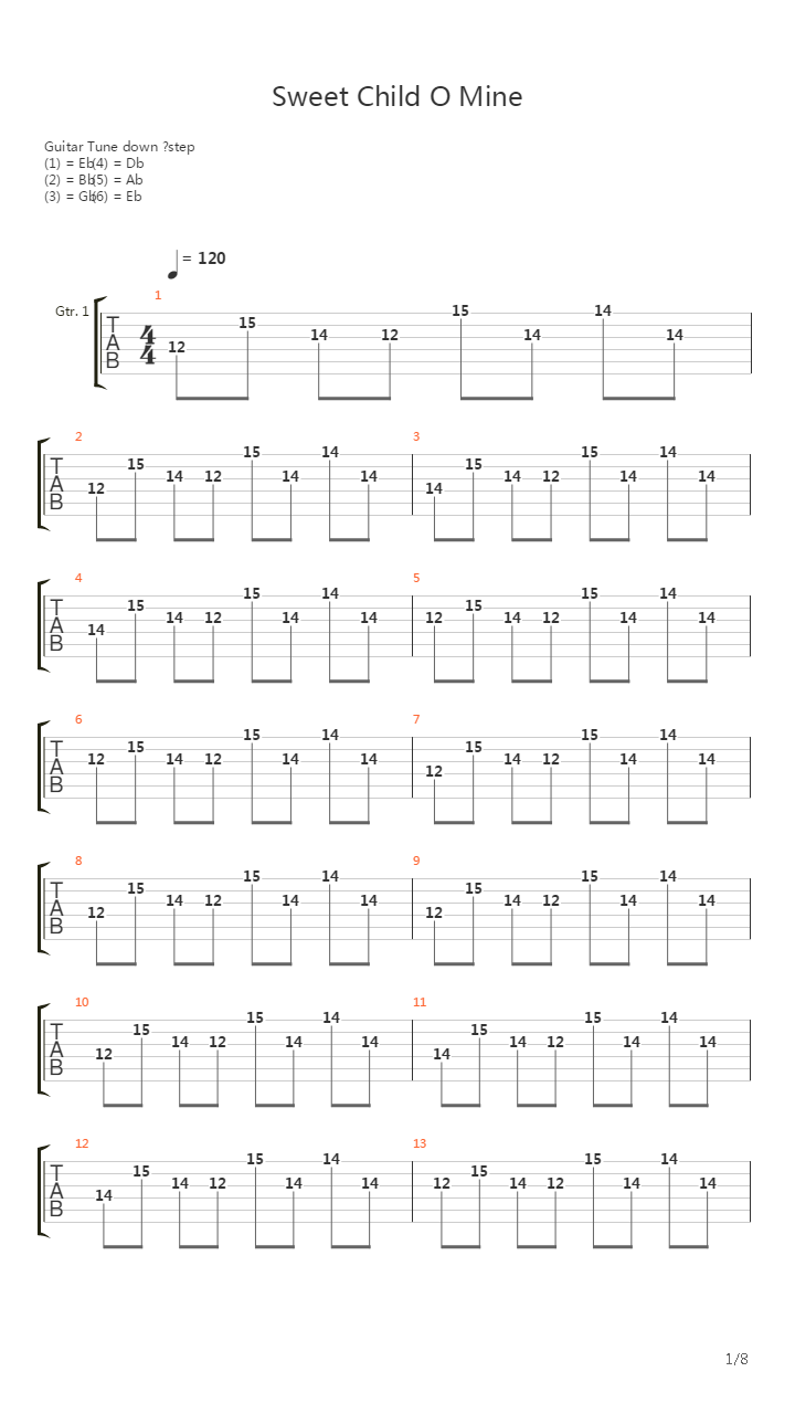 Sweet Child O Mine吉他谱