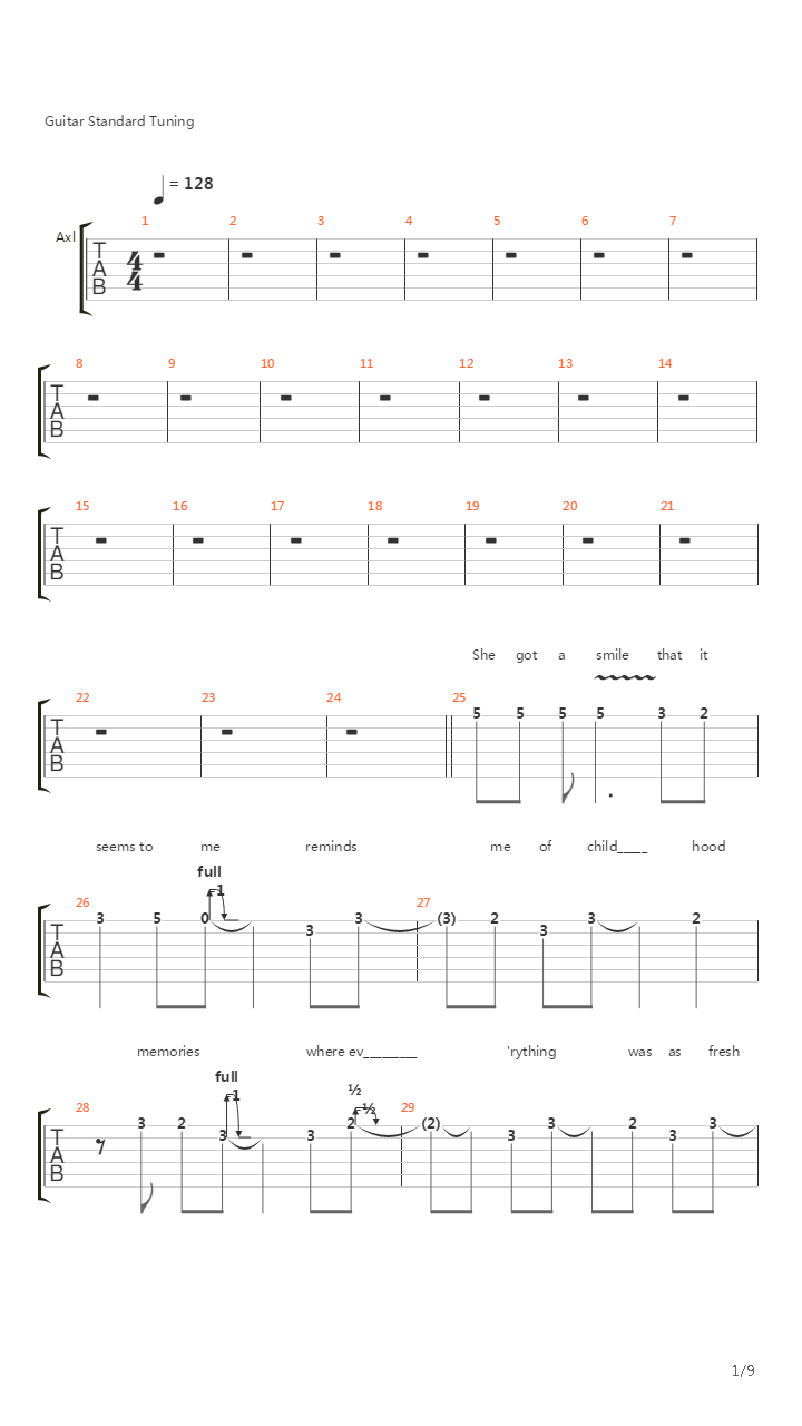 Sweet Child O Mine(11)吉他谱