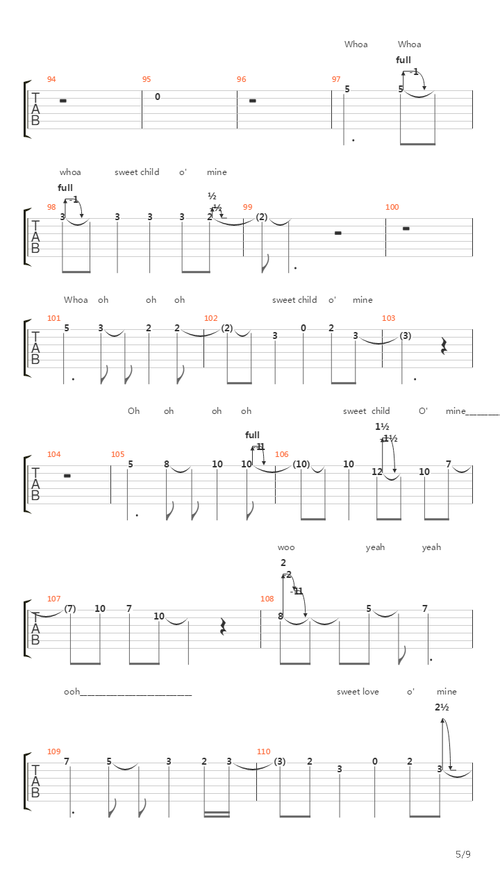 Sweet Child O Mine(11)吉他谱