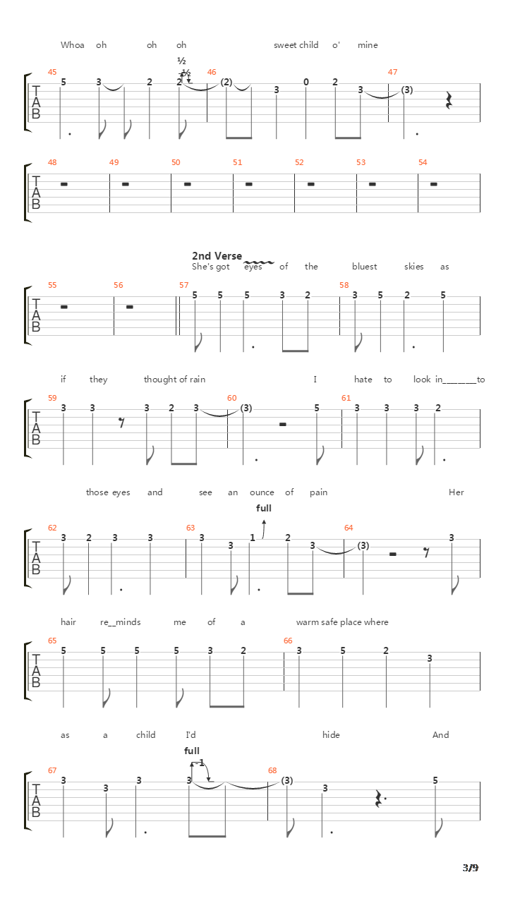 Sweet Child O Mine(12)吉他谱